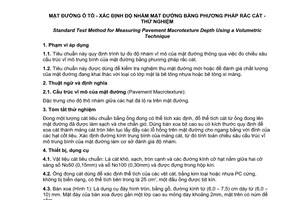 Tiêu chuẩn quốc gia TCVN 8866:2011 về Mặt đường ô tô - Xác định độ nhám mặt đường bằng phương pháp rắc cát - Thử nghiệm