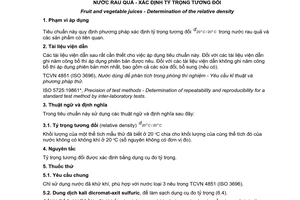 Tiêu chuẩn quốc gia TCVN 8907:2011 (EN 1131:1994) về Nước rau quả - Xác định tỷ trọng tương đối