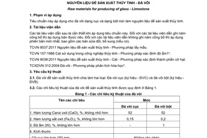Tiêu chuẩn quốc gia TCVN 9039:2011 về Nguyên liệu để sản xuất thủy tinh - Đá vôi