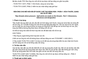 Tiêu chuẩn quốc gia TCVN 7701-1:2011 (ISO 7-1:1994) về Ren ống cho mối nối kín áp được chế tạo bằng ren - Phần 1: Kích thước, dung sai và ký hiệu