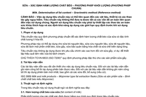 Tiêu chuẩn quốc gia TCVN 6508:2011 (ISO 1211:2010) về Sữa - Xác định hàm lượng chất béo - Phương pháp khối lượng (phương pháp chuẩn)