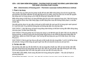 Tiêu chuẩn quốc gia TCVN 7085:2011 (ISO 5764:2009) về Sữa - Xác định điểm đóng băng. Phương pháp nhiệt độ đông lạnh bằng điện trở nhiệt (phương pháp chuẩn)