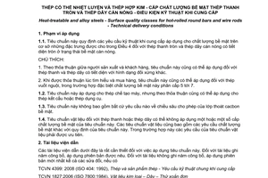 Tiêu chuẩn quốc gia TCVN 8992:2011 (ISO 9443:1991) về Thép có thể nhiệt luyện và thép hợp kim - Cấp chất lượng bề mặt thép thanh tròn và thép dây cán nóng - Điều kiện kỹ thuật khi cung cấp