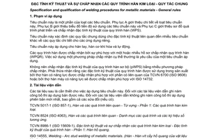 Tiêu chuẩn quốc gia TCVN 8985:2011 (ISO 15607:2003, đính chính kỹ thuật 1:2005) về Đặc tính kỹ thuật và sự chấp nhận các quy trình hàn kim loại - Quy tắc chung