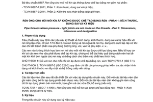 Tiêu chuẩn quốc gia TCVN 8887-1:2011 (ISO 228-1:2000) về Ren ống cho mối nối kín áp không được chế tạo bằng ren - Phần 1: Kích thước, dung sai và ký hiệu