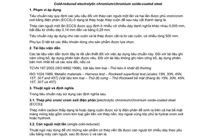 Tiêu chuẩn quốc gia TCVN 8993:2011 (ISO 11950:1995) về Thép cán nguội phủ crom/crom oxit bằng điện phân
