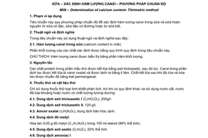 Tiêu chuẩn Việt Nam TCVN 6838:2011 (ISO 12081 : 2010) về Sữa – Xác định hàm lượng canxi – Phương pháp chuẩn độ