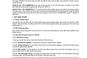 Quy chuẩn kỹ thuật Quốc gia QCVN 01-65:2011/BNNPTNT về khảo nghiệm tính khác biệt, tính đồng nhất và tính ổn định của giống lúa do Bộ Nông nghiệp và Phát triển nông thôn ban hành