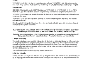 Tiêu chuẩn quốc gia TCVN 6627-18-21:2011 (IEC 60034-18-21:1992, sửa đổi 1:1994, sửa đổi 2:1996) về Máy điện quay – Phần 18-21: Đánh giá chức năng hệ thống cách điện - Qui trình thử nghiệm dây quấn kiểu quấn dây – Đánh giá về nhiệt và phân loại