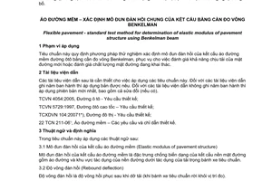 Tiêu chuẩn quốc gia TCVN 8867:2011 về áo đường mềm – Xác định mô đun đàn hồi chung của kết cấu bằng cần đo võng Benkelman