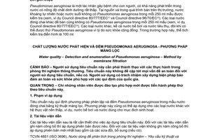 Tiêu chuẩn quốc gia TCVN 8881:2011 (ISO 16266:2006) về Chất lượng nước - Phát hiện và đếm pseudomonas aeruginosa - Phương pháp màng lọc