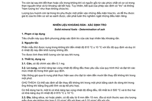 Tiêu chuẩn quốc gia TCVN 173:2011 (ISO 1171:2010) về Nhiên liệu khoáng rắn – Xác định tro
