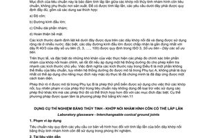 Tiêu chuẩn quốc gia TCVN 8829:2011 (ISO 383:1976) về Dụng cụ thí nghiệm bằng thủy tinh - Khớp nối nhám hình côn có thể lắp lẫn