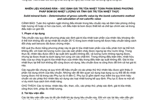 Tiêu chuẩn quốc gia TCVN 200:2011 (ISO 1928:2009) về Nhiên liệu khoáng rắn - Xác định giá trị toả nhiệt toàn phần bằng phương pháp bom đo nhiệt lượng và tính giá trị toả nhiệt thực