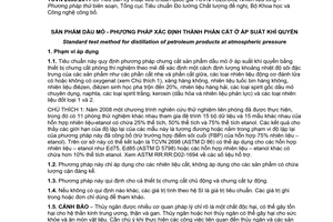 Tiêu chuẩn quốc gia TCVN 2698:2011 (ASTM D 86 – 10a) về Sản phẩm dầu mỏ - Phương pháp xác định thành phần cất ở áp suất khí quyển
