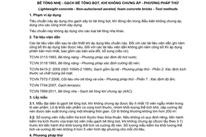 Tiêu chuẩn quốc gia TCVN 9030:2011 về Bê tông nhẹ- Gạch bê tông bọt, khí không chưng áp - Phương pháp thử