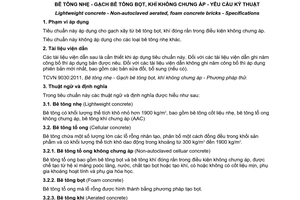 Tiêu chuẩn quốc gia TCVN 9029:2011 về Bê tông nhẹ - Gạch bê tông bọt, khí không chưng áp – Yêu cầu kỹ thuật