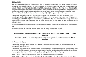 Tiêu chuẩn quốc gia TCVN ISO 10019:2011 (ISO 10019:2005) về Hướng dẫn lựa chọn và sử dụng chuyên gia tư vấn hệ thống quản lý chất lượng