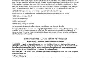 Tiêu chuẩn quốc gia TCVN 8880:2011 (ISO 19458:2006)về Chất lượng nước - Lấy mẫu để phân tích vi sinh vật