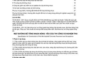 Tiêu chuẩn quốc gia TCVN 8819:2011 về Mặt đường bê tông nhựa nóng - Yêu cầu thi công và nghiệm thu