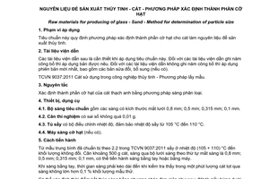 Tiêu chuẩn quốc gia TCVN 9038:2011 về Nguyên liệu để sản xuất thủy tinh - Cát - Phương pháp xác định thành phần cỡ hạt