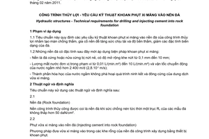 Tiêu chuẩn quốc gia TCVN 8645:2011 về Công trình thủy lợi - Yêu cầu kỹ thuật khoan phụt xi măng vào nền đá