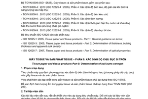Tiêu chuẩn quốc gia TCVN 8309-9:2010 (ISO 12625-9 : 2005) về Giấy tissue và sản phẩm tissue - Phần 9: Xác định độ chịu bục bi tròn