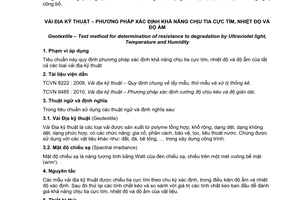 Tiêu chuẩn quốc gia TCVN 8482:2010 về Vải địa kỹ thuật – Phương pháp xác định khả năng chịu tia cực tím, nhiệt độ và độ ẩm