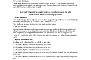 Tiêu chuẩn quốc gia TCVN 8658:2010 về Phương tiện giao thông đường bộ - Ký hiệu nhóm xe cơ giới