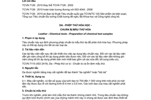 Tiêu chuẩn quốc gia TCVN 7126:2010 (ISO 4044 : 2008) về Da - Phép thử hóa học - Chuẩn bị mẫu thử hoá
