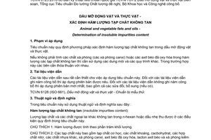 Tiêu chuẩn quốc gia TCVN 6125:2010 (ISO 663:2007) về Dầu mỡ động vật và thực vật - Xác định hàm lượng tạp chất không tan