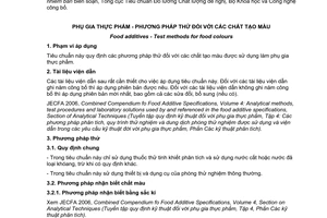 Tiêu chuẩn quốc gia TCVN 6470:2010 về Phụ gia thực phẩm - Phương pháp thử đối với các chất tạo màu