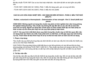 Tiêu chuẩn quốc gia TCVN 1597-2:2010 (ISO 34-2:2007) về Cao su, lưu hoá hoặc nhiệt dẻo - Xác định độ bền xé rách - Phần 2: Mẫu thử nhỏ (Delft)