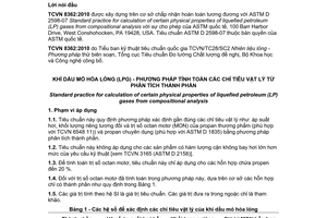 Tiêu chuẩn quốc gia TCVN 8362:2010 (ASTM D 2598-07) về Khí dầu mỏ hóa lỏng (LPG) - Phương pháp tính toán các chỉ tiêu vật lý từ phân tích thành phần