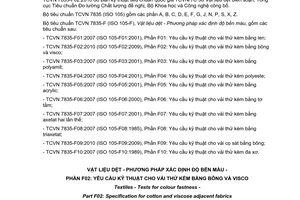 Tiêu chuẩn quốc gia TCVN 7835-F02:2010 (ISO 105-F02 : 2009) về Vật liệu dệt - Phương pháp xác định độ bền màu - Phần F02: Yêu cầu kỹ thuật cho vải thử kèm bằng bông và visco