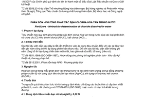 Tiêu chuẩn Việt Nam TCVN 8558:2010 về phân bón - Phương pháp xác định clorua hòa tan trong nước