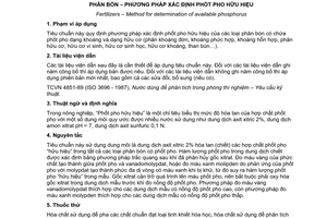 Tiêu chuẩn Việt Nam TCVN 8559:2010 về phân bón - Phương pháp xác định phốt pho hữu hiệu