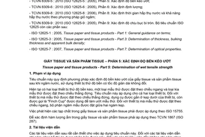 Tiêu chuẩn quốc gia TCVN 8309-5:2010 (ISO 12625 - 5 : 2005) về Giấy tissue và sản phẩm tissue - Phần 5: Xác định độ bền kéo ướt