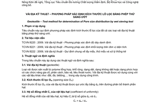 Tiêu chuẩn quốc gia TCVN 8486:2010 về Vải địa kỹ thuật – Phương pháp xác định kích thước lỗ lọc bằng phép thử sàng ướt