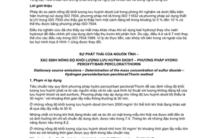 Tiêu chuẩn quốc gia TCVN 5975:2010 (ISO 7934:1989) về Phát thải nguồn tĩnh - Xác định nồng độ khối lượng lưu huỳnh đioxit - Phương pháp hidro peroxit/bari perclorat/thorin