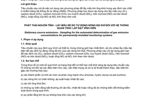 Tiêu chuẩn quốc gia TCVN 6192:2010 (ISO 10396 : 2007) về Phát thải nguồn tĩnh - Lấy mẫu để đo tự động nồng độ khí đối với hệ thống quan trắc lắp đặt vĩnh viễn