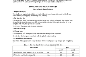 Tiêu chuẩn quốc gia TCVN 1052:2009 về Etanol tinh chế - Yêu cầu kỹ thuật