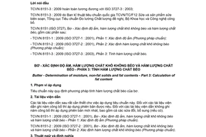 Tiêu chuẩn quốc gia TCVN 8151-3:2009 (ISO 3727 - 3 : 2003) về Bơ - Xác định độ ẩm, hàm lượng chất khô không béo và hàm lượng chất béo - Phần 3: Tính hàm lượng chất béo