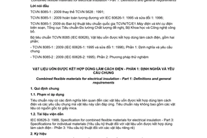 Tiêu chuẩn quốc gia TCVN 8085-1:2009 (IEC 60626-1 : 1995) về Vật liệu uốn được kết hợp dùng làm cách điện - Phần 1: Định nghĩa và yêu cầu chung