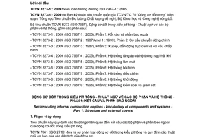 Tiêu chuẩn quốc gia TCVN 8273-1:2009 (ISO 7967-1 : 2005) về Động cơ đốt trong kiểu pittông - Thuật ngữ về các bộ phận và hệ thống - Phân1: Kết cấu và phần bao ngoài
