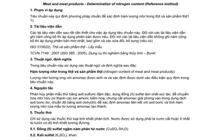 Tiêu chuẩn quốc gia TCVN 8134:2009 (ISO 937:1978) về Thịt và sản phẩm thịt - Xác định hàm lượng nitơ (Phương pháp chuẩn)