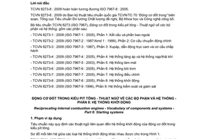 Tiêu chuẩn quốc gia TCVN 8273-8:2009 (ISO 7967-8 : 2005) về Động cơ đốt trong kiểu pittông - Thuật ngữ về các bộ phận và hệ thống - Phần 8: Hệ thống khởi động