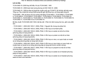 Tiêu chuẩn quốc gia TCVN 5465-19:2009 (ISO 1833-19:2006) về Vật liệu dệt - Phân tích định lượng hóa học - Phần 19: Hỗn hợp xơ xenlulo và amiăng (Phương pháp gia nhiệt)