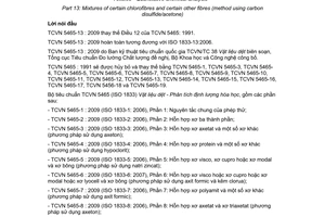 Tiêu chuẩn quốc gia TCVN 5465-13:2009 (ISO 1833-13:2006) về Vật liệu dệt - Phân tích định lượng hóa học - Phần 13: Hỗn hợp xơ clo và một số xơ khác (phương pháp sử dụng cacbon disulfua/axeton)
