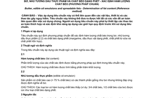 Tiêu chuẩn quốc gia TCVN 8154:2009 (ISO 17189 : 2003) về Bơ, nhũ tương dầu thực phẩm và chất béo dạng phết -Xác định hàm lượng chất béo (Phương pháp chuẩn)